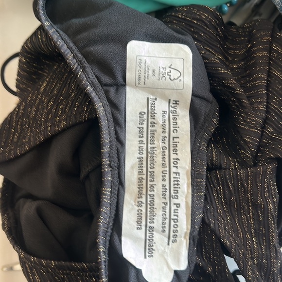 NWOT TAGS TIME AND TRUE BLACK SHINEY GOLD ONE PIECE SWIMSUIT IN SIZE SMALL 4-6 - Picture 5 of 6